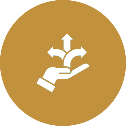 Hand with directional arrows